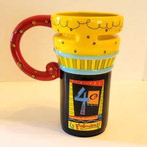 GIFTCRAFT LARGE TRAVEL MUG WITH LID "40 AND FABULOUS" NEW